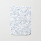 Modern hand drawn white pastel blue floral pattern Bath Mat Gallery Image 1