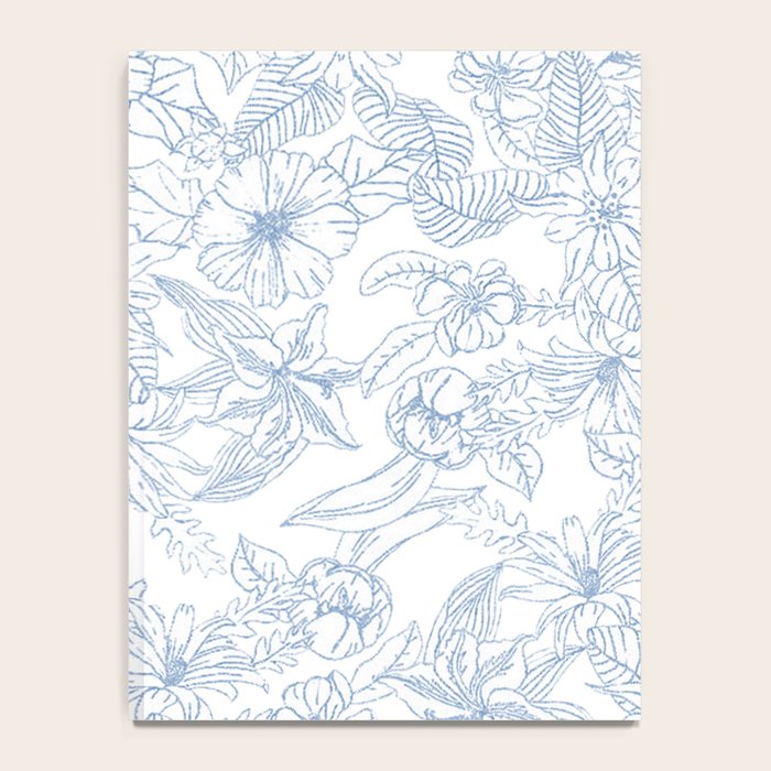 Modern hand drawn white pastel blue floral pattern Notebook Gallery Image 4