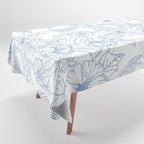 Modern hand drawn white pastel blue floral pattern Tablecloth Gallery Image 1