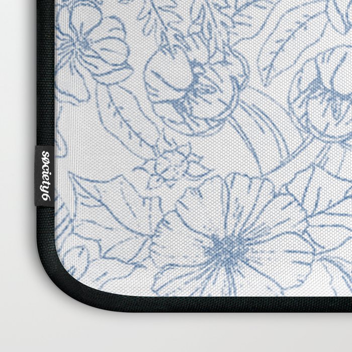 Modern hand drawn white pastel blue floral pattern Laptop Sleeve Gallery Image 3