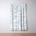 Modern hand drawn white pastel blue floral pattern Window Curtain Gallery Image 3