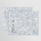 Modern hand drawn white pastel blue floral pattern Placemat Gallery Image 1