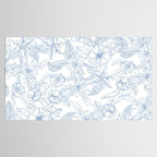 Modern hand drawn white pastel blue floral pattern Tablecloth Gallery Image 2