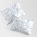 Modern hand drawn white pastel blue floral pattern Pillow Sham Gallery Image 3