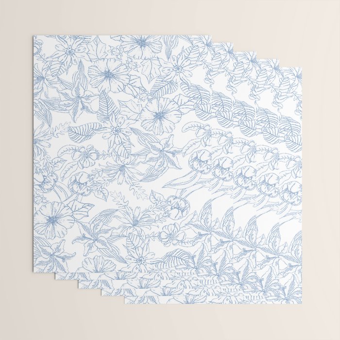 Modern hand drawn white pastel blue floral pattern Wrapping Paper Gallery Image 3