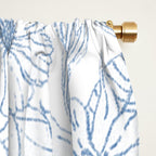 Modern hand drawn white pastel blue floral pattern Window Curtain Gallery Image 2