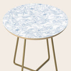 Modern hand drawn white pastel blue floral pattern Side Table Gallery Image 2