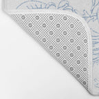 Modern hand drawn white pastel blue floral pattern Bath Mat Gallery Image 2