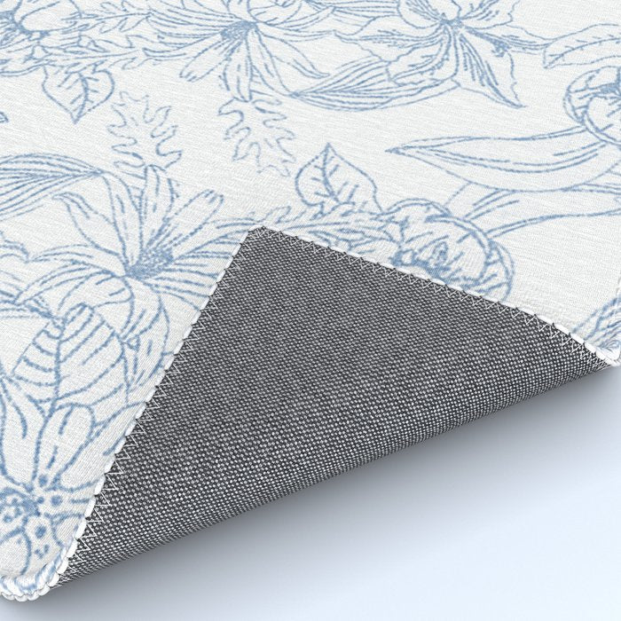 Modern hand drawn white pastel blue floral pattern Rug Gallery Image 4