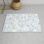 Modern hand drawn white pastel blue floral pattern Rug Gallery Image 1