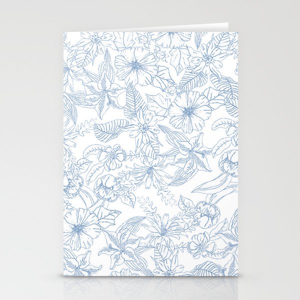 Modern hand drawn white pastel blue floral pattern Stationery Card Gallery Image 2