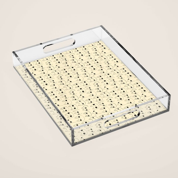 Cute Kawaii Cat Face Doodle Sketch Drawings Acrylic Tray Gallery Image 1