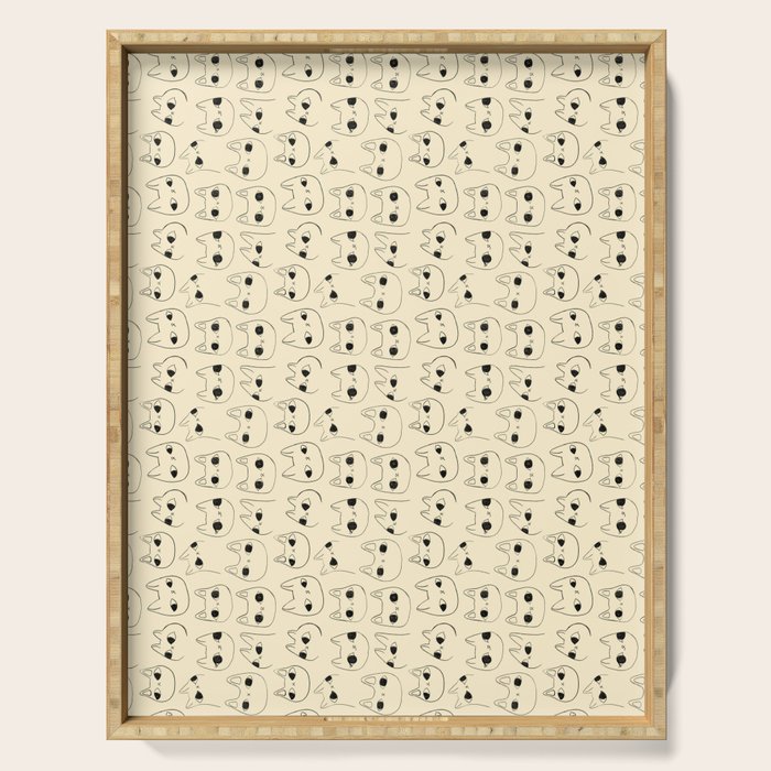 Cute Kawaii Cat Face Doodle Sketch Drawings Serving Tray Gallery Image 1