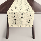 Cute Kawaii Cat Face Doodle Sketch Drawings Table Runner Gallery Image 1