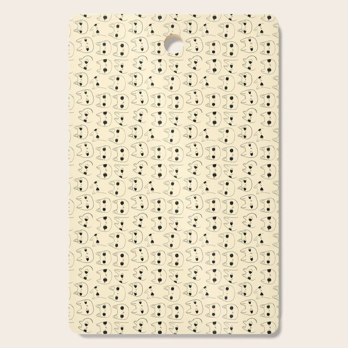 Cute Kawaii Cat Face Doodle Sketch Drawings Cutting Board Gallery Image 1