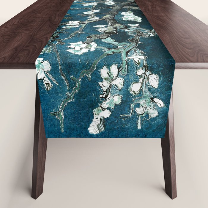 Van Gogh Almond Blossoms : Dark Teal Table Runner Gallery Image 1