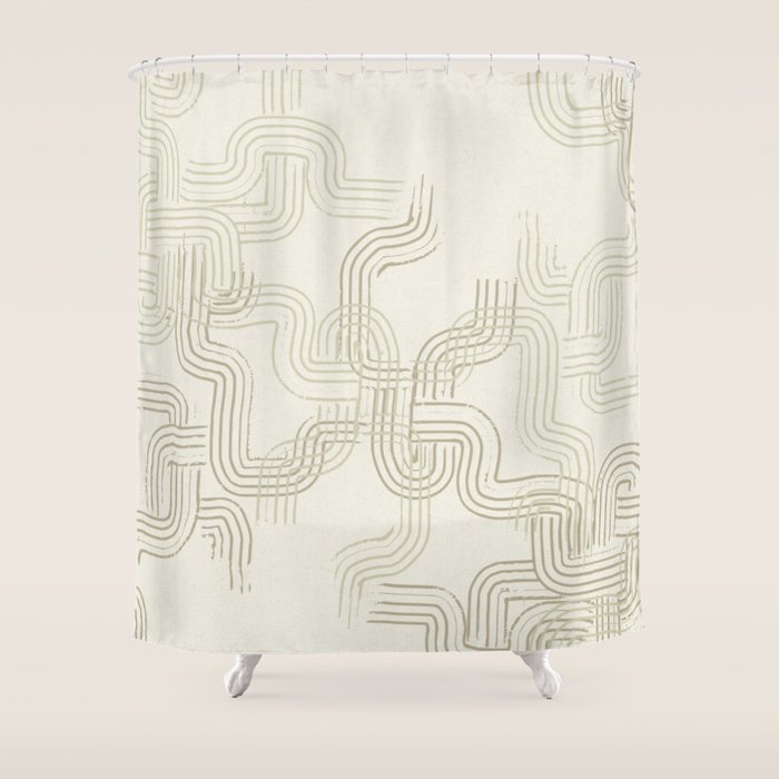 calming essentials traces neutral white Shower Curtain Gallery Image 1