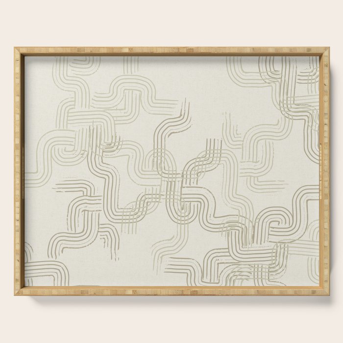 calming essentials traces neutral white Serving Tray Gallery Image 1