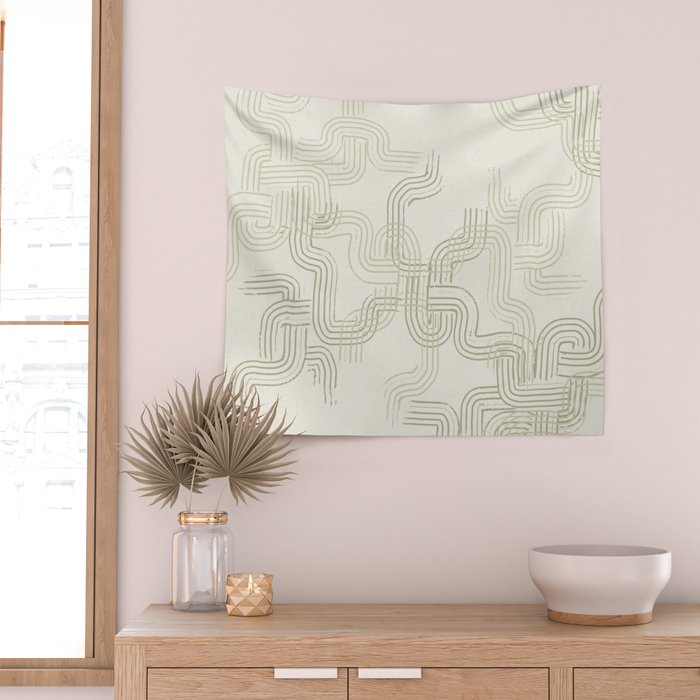 calming essentials traces neutral white Wall Tapestry Gallery Image 2