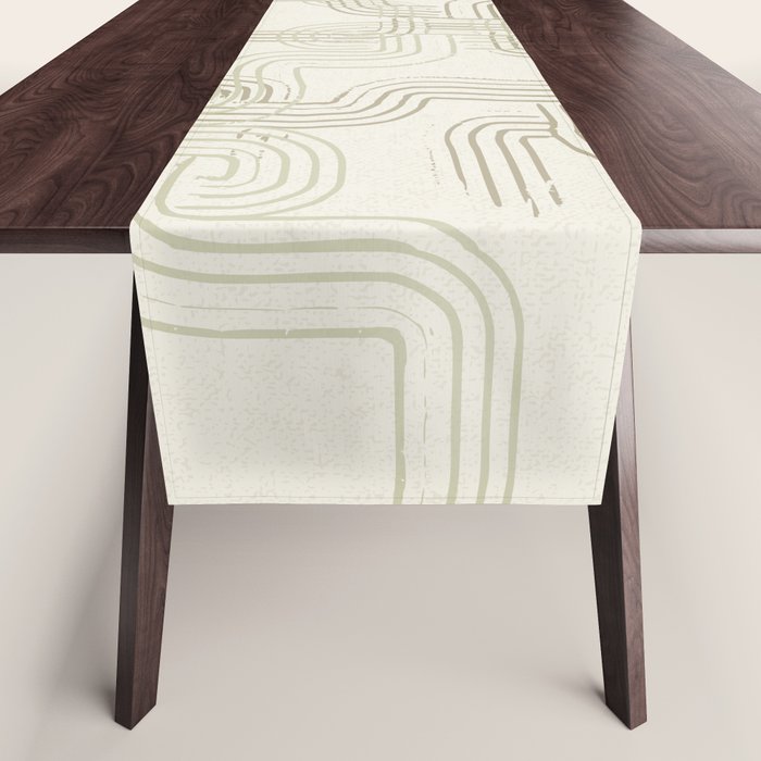 calming essentials traces neutral white Table Runner
