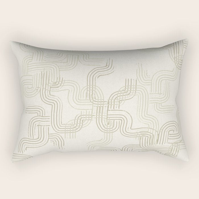 calming essentials traces neutral white Rectangular Pillow Gallery Image 2