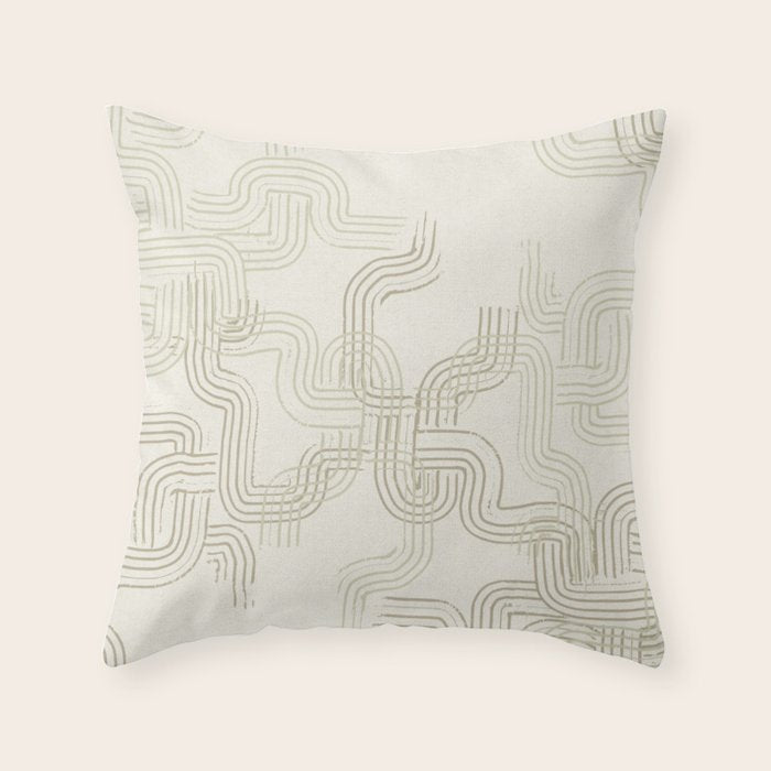 calming essentials traces neutral white Throw Pillow Gallery Image 6