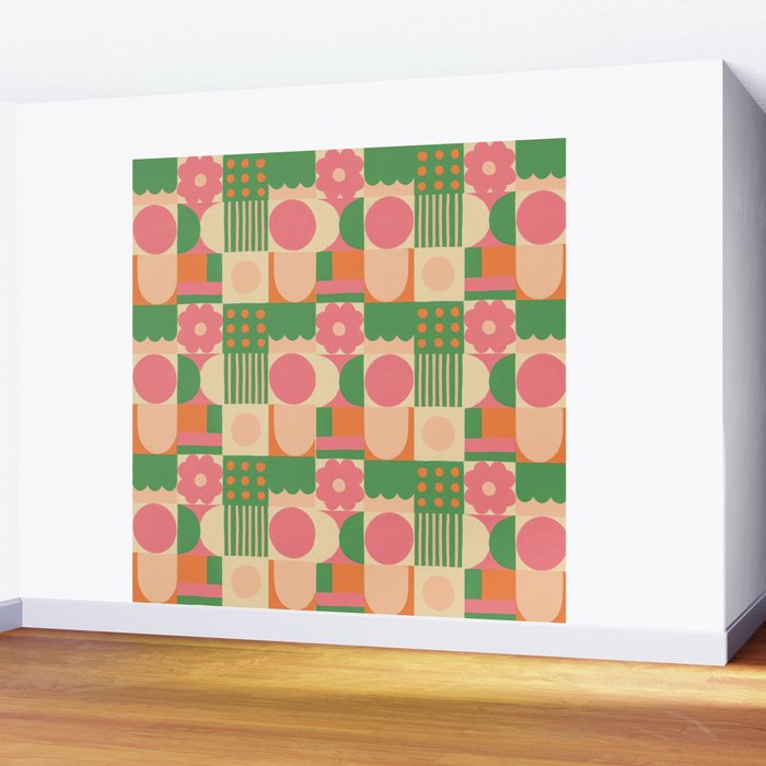 Green and pink tiles Wall Mural Gallery Image 2