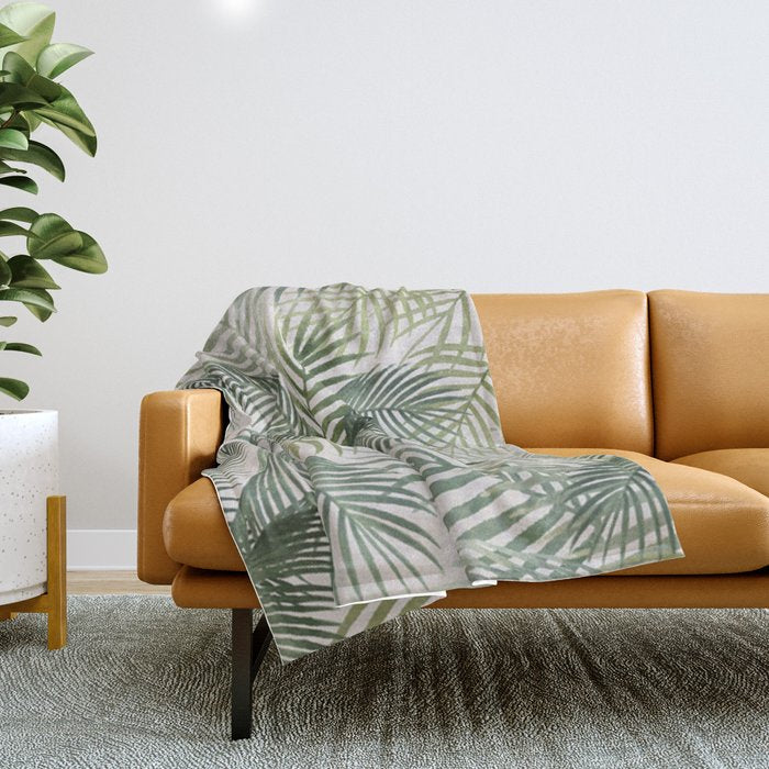 Palm leaves Throw Blanket Gallery Image 1