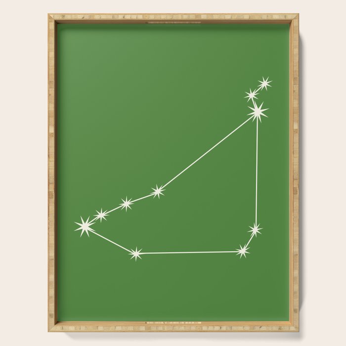 Capricorn Zodiac Star Constellation Line Art Kelly Green Serving Tray Gallery Image 1