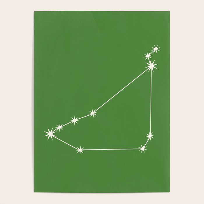 Capricorn Zodiac Star Constellation Line Art Kelly Green Poster Gallery Image 1
