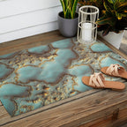 Aqua Coral Reef Abstract Outdoor Rug Gallery Image 2