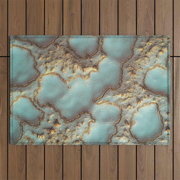 Aqua Coral Reef Abstract Outdoor Rug Gallery Image 1