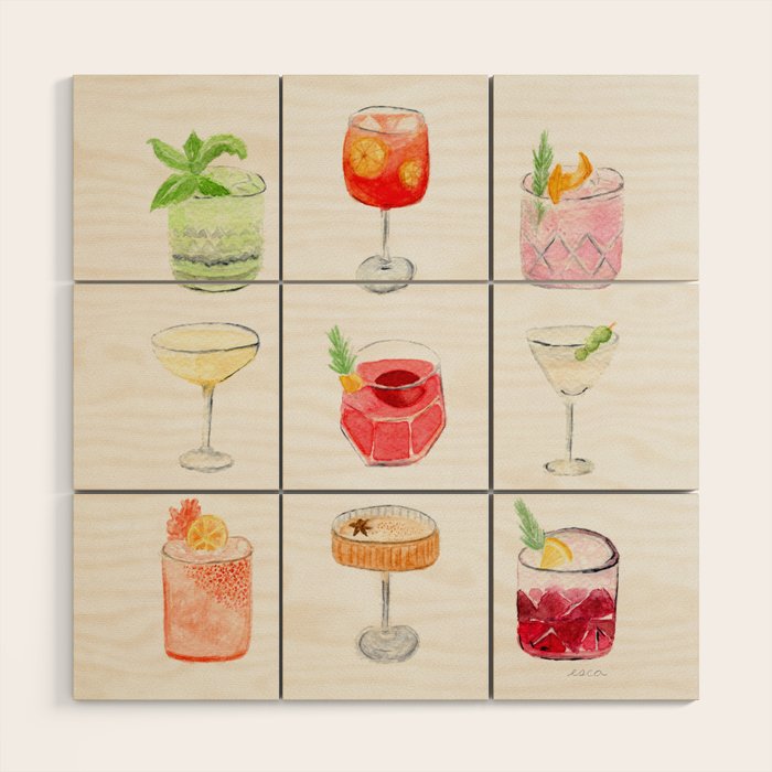 Happy Hour Cocktails Wood Wall Art Gallery Image 1