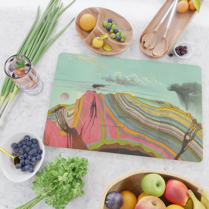 Landscape Painting, Cool Designs, Trippy Art, Mountain Painting, Scientific Poster - Geology Cutting Board Gallery Image 2