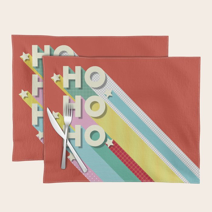 Ho Ho Ho Christmas typography Placemat Gallery Image 1