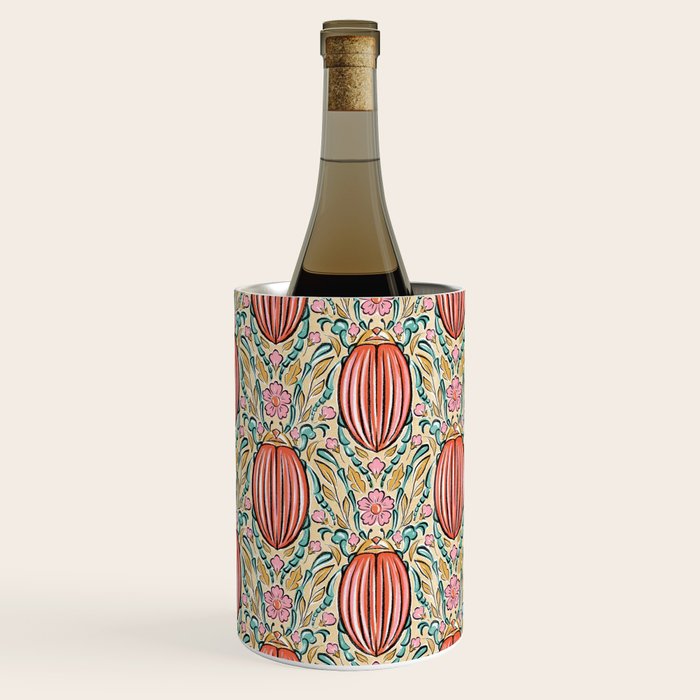 Retro Floral Beetle - pink red gold and teal Wine Chiller Gallery Image 3