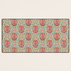 Retro Floral Beetle - pink red gold and teal Desk Mat Gallery Image 3