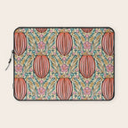 Retro Floral Beetle - pink red gold and teal Laptop Sleeve Gallery Image 1