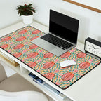 Retro Floral Beetle - pink red gold and teal Desk Mat Gallery Image 2
