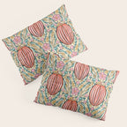 Retro Floral Beetle - pink red gold and teal Pillow Sham Gallery Image 3