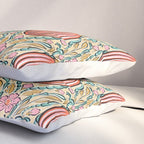 Retro Floral Beetle - pink red gold and teal Pillow Sham Gallery Image 3