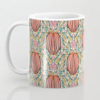 Retro Floral Beetle - pink red gold and teal Coffee Mug Gallery Image 3