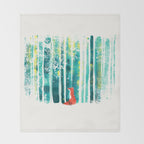 Fox in quiet forest Throw Blanket Gallery Image 2