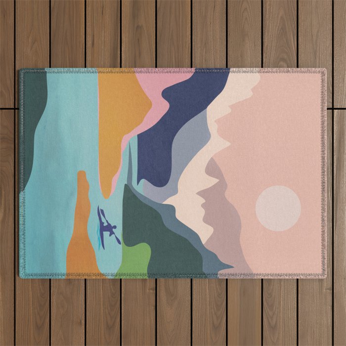 River Canyon Kayaking Outdoor Rug Gallery Image 1