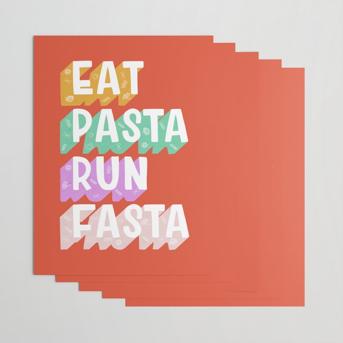 EAT PASTA RUN FASTA Wrapping Paper Gallery Image 3