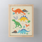 Jurassic Dinosaurs in Primary Colors Mini Art Print Gallery Image 1