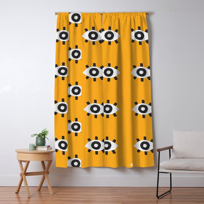 Evil Eye Dots - Marigold Palette Window Curtain Gallery Image 1