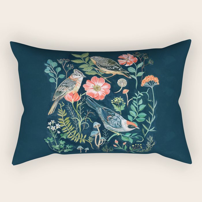 Birds Garden Rectangular Pillow Gallery Image 1