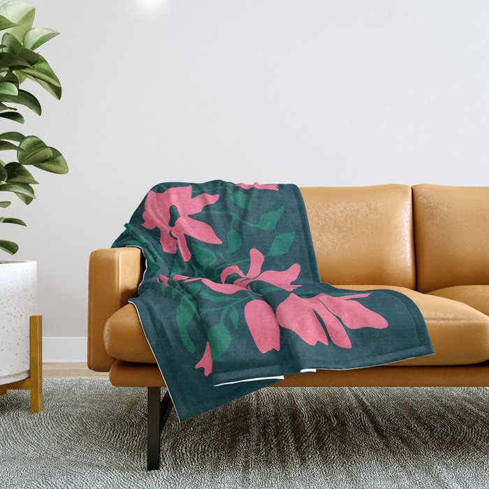Flowers & Branches: Night Edition Throw Blanket Gallery Image 1