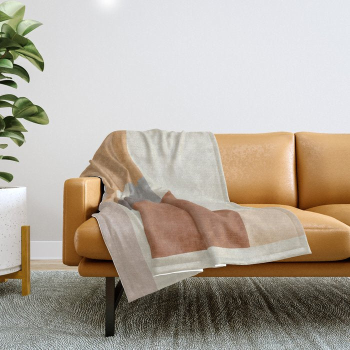 Terra Earth Tones Geometric Modern Abstract Throw Blanket Gallery Image 1